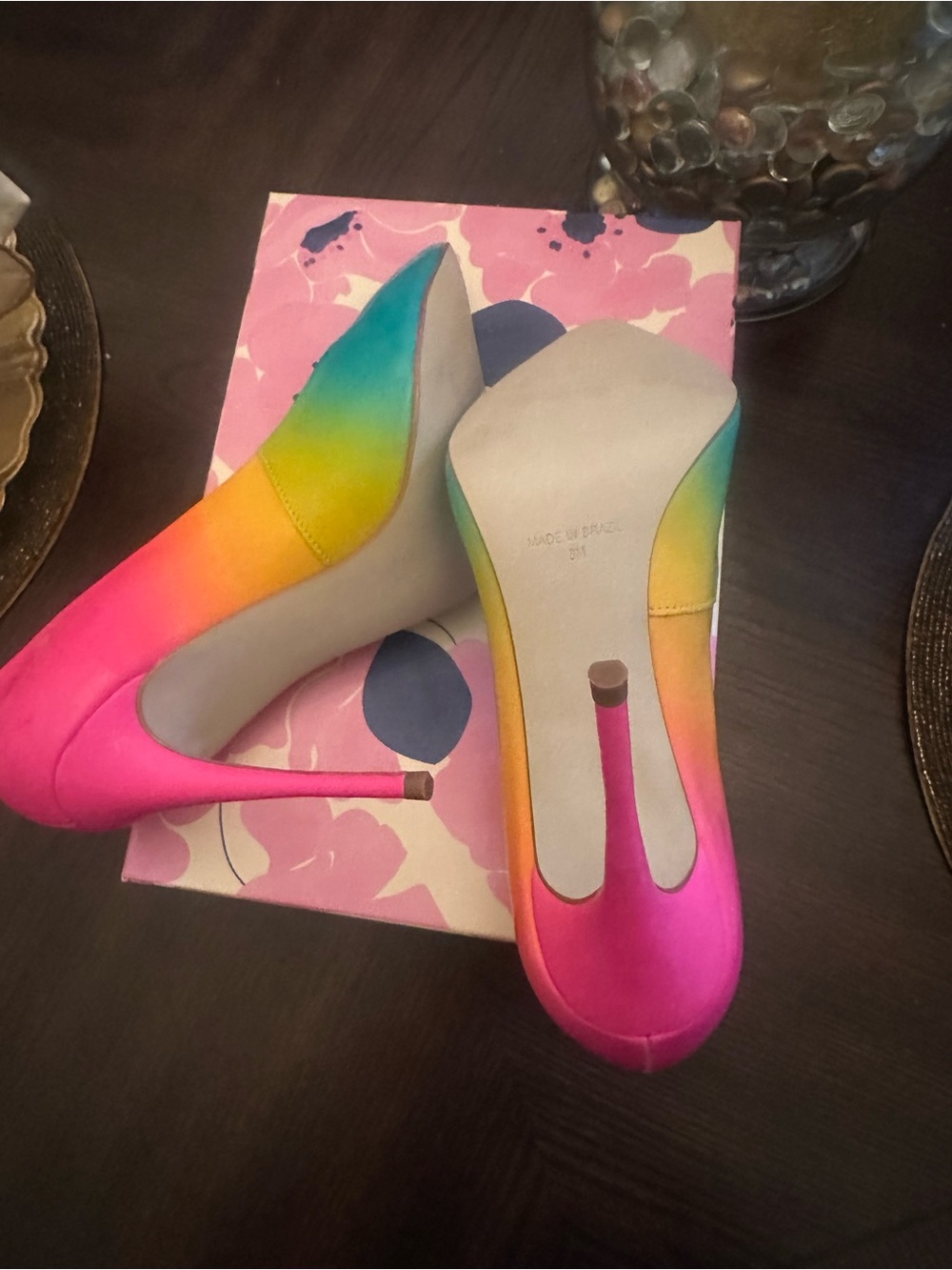 Slightly worn Size 8 Steve Madden Multicolor Pointed-Toe Stiletto - Teal Pink - Picture 6 of 9